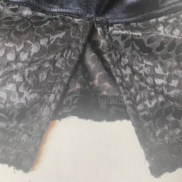 Vintage Sleeveless Black Velvet Maxi Dress Sheer Lace Whimsigoth Vamp Petite S - Picture 8 of 8